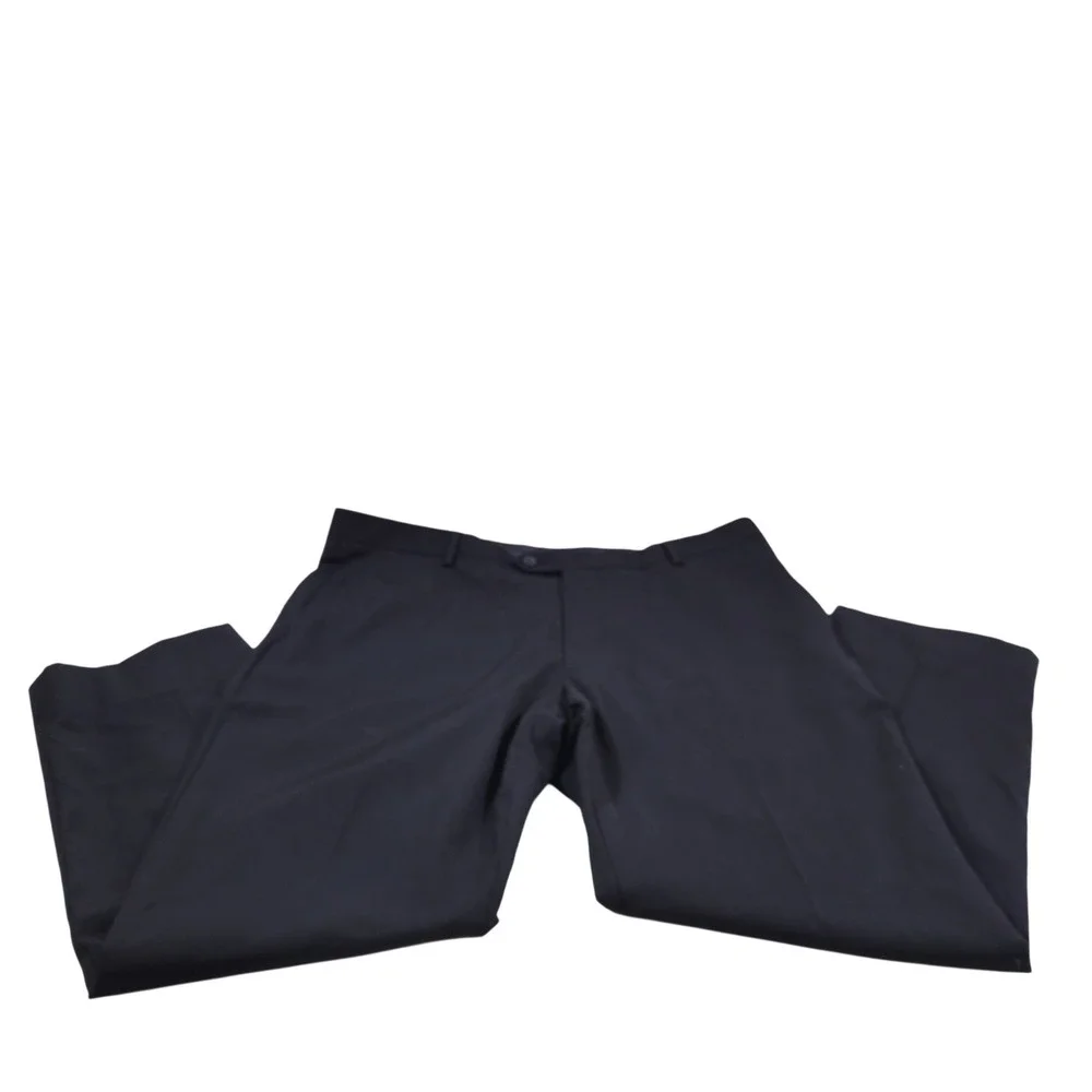 Pronto‎ Uomo Dress Pants Mens 38 Black Excellent 100% Wool Platinum Trousers